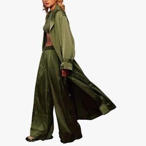 Ivy Park Olive Green Satin Jacket and Pant. Size S